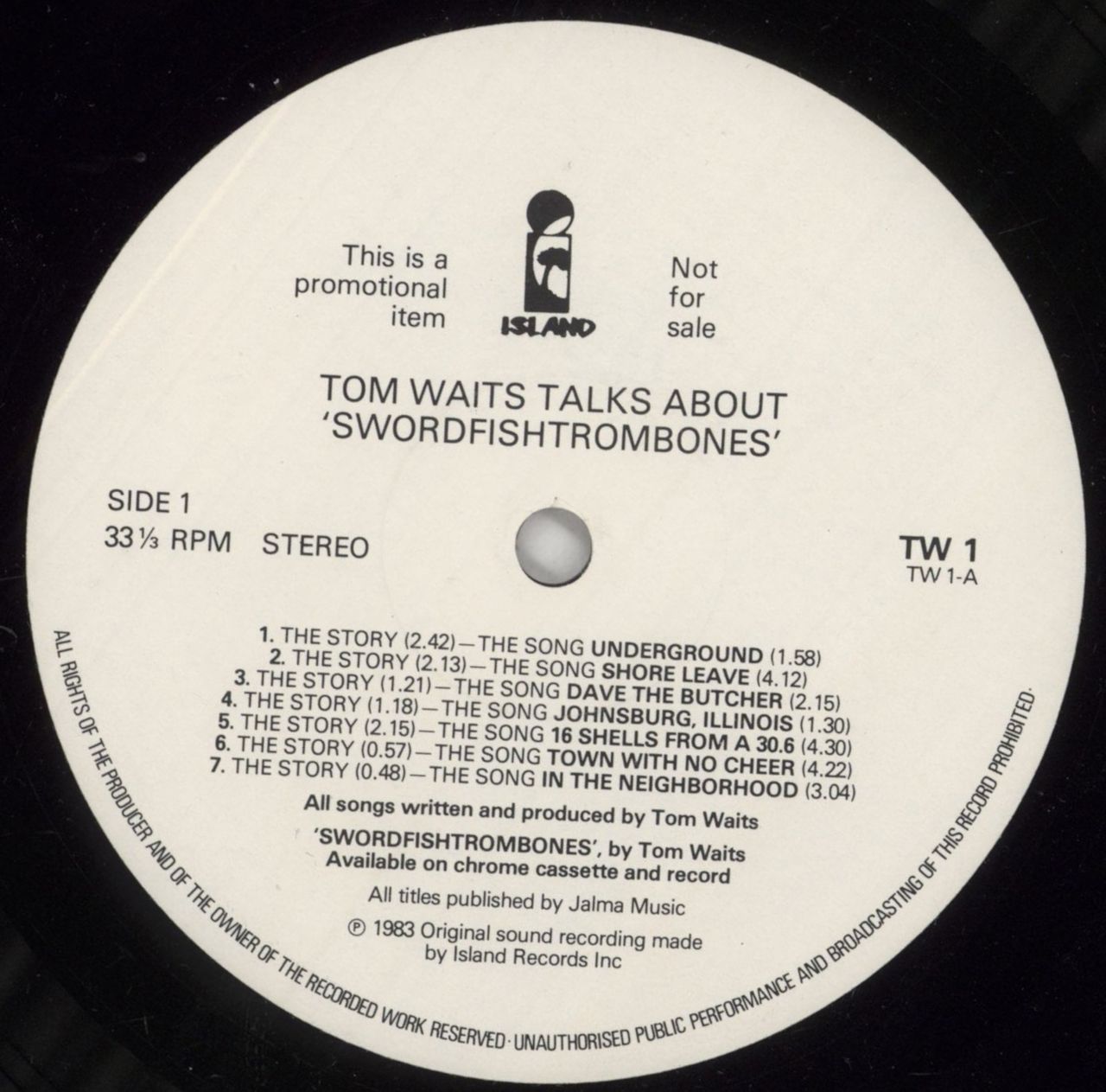 Tom Waits A Conversation With UK Promo Vinyl LP
