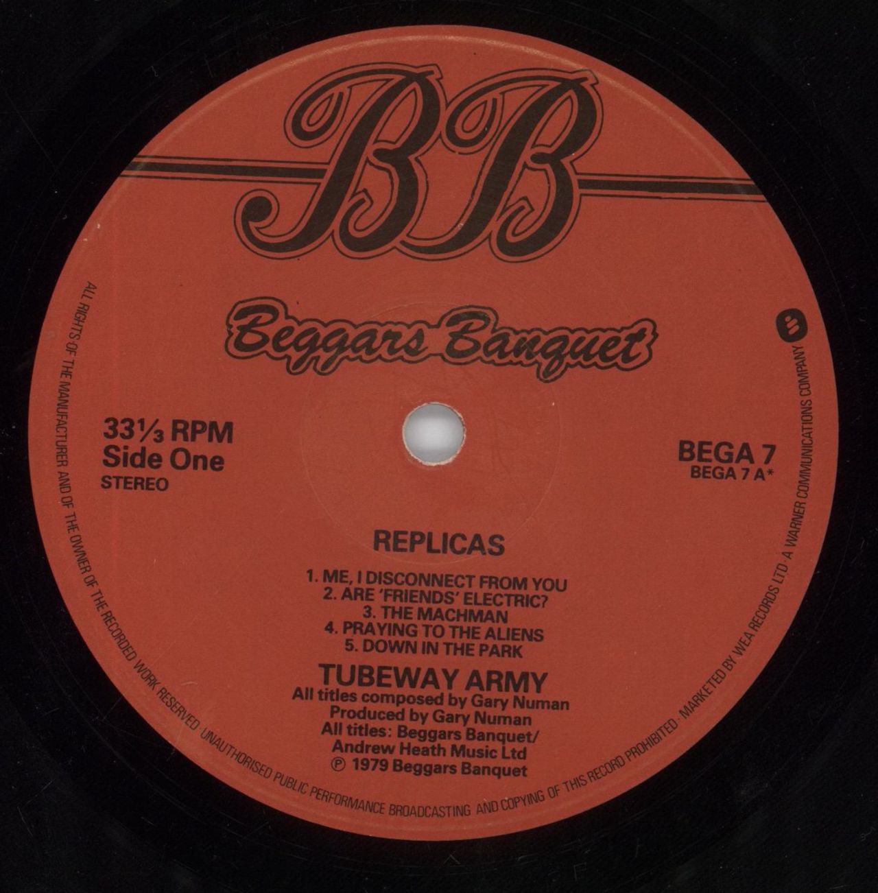 Tubeway Army Replicas + Inner - VG UK Vinyl LP