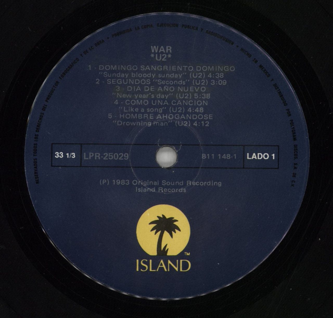 U2 War - Brown Translucent Vinyl - Gatefold Sleeve Mexican Vinyl LP