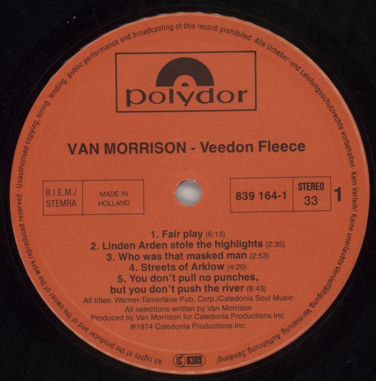 Van Morrison Veedon Fleece Dutch Vinyl LP