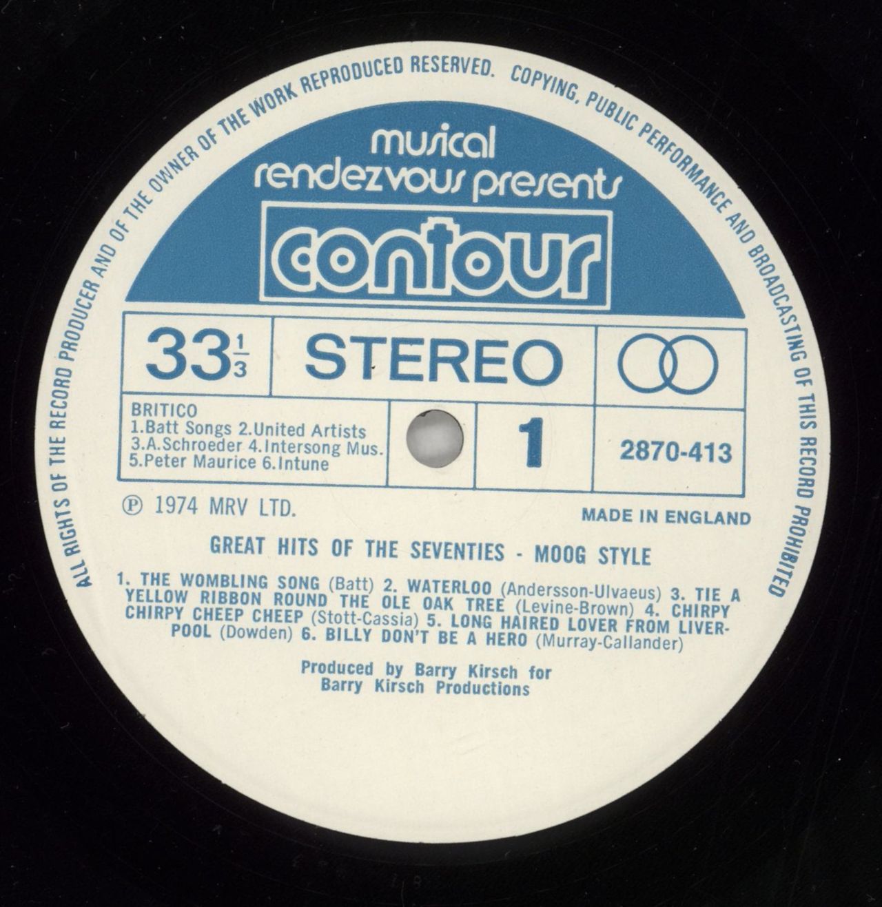 Various-60s & 70s Great Hits Of The 70's Moog Style UK Vinyl LP