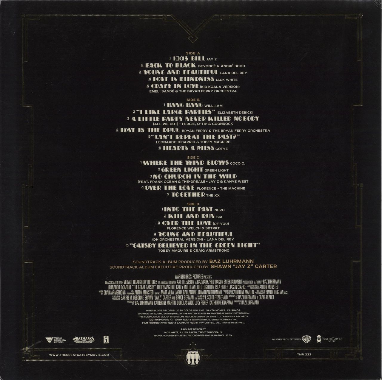 Various Artists Music From Baz Luhrmann's Film The Great Gatsby US 2-LP vinyl set