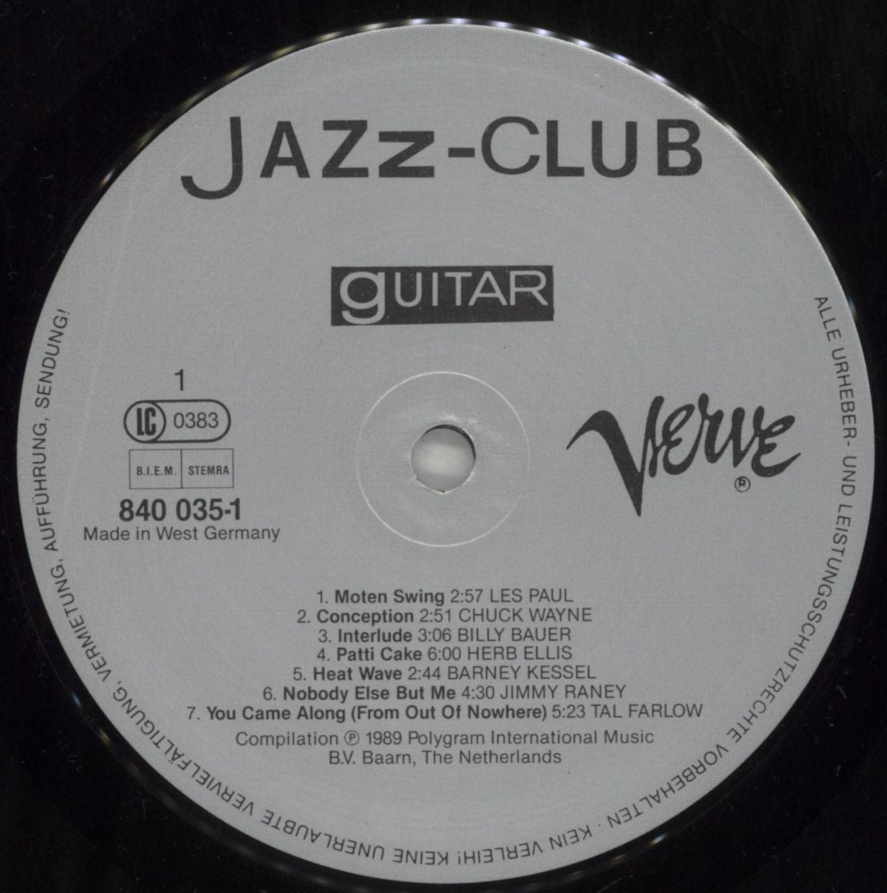 Various-Jazz Jazz Club - Guitar German Vinyl LP