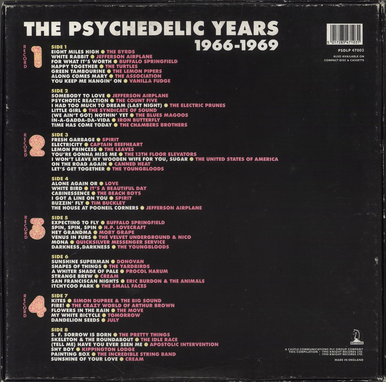 Various-Prog & Psych The Psychedelic Years UK 4-LP vinyl set
