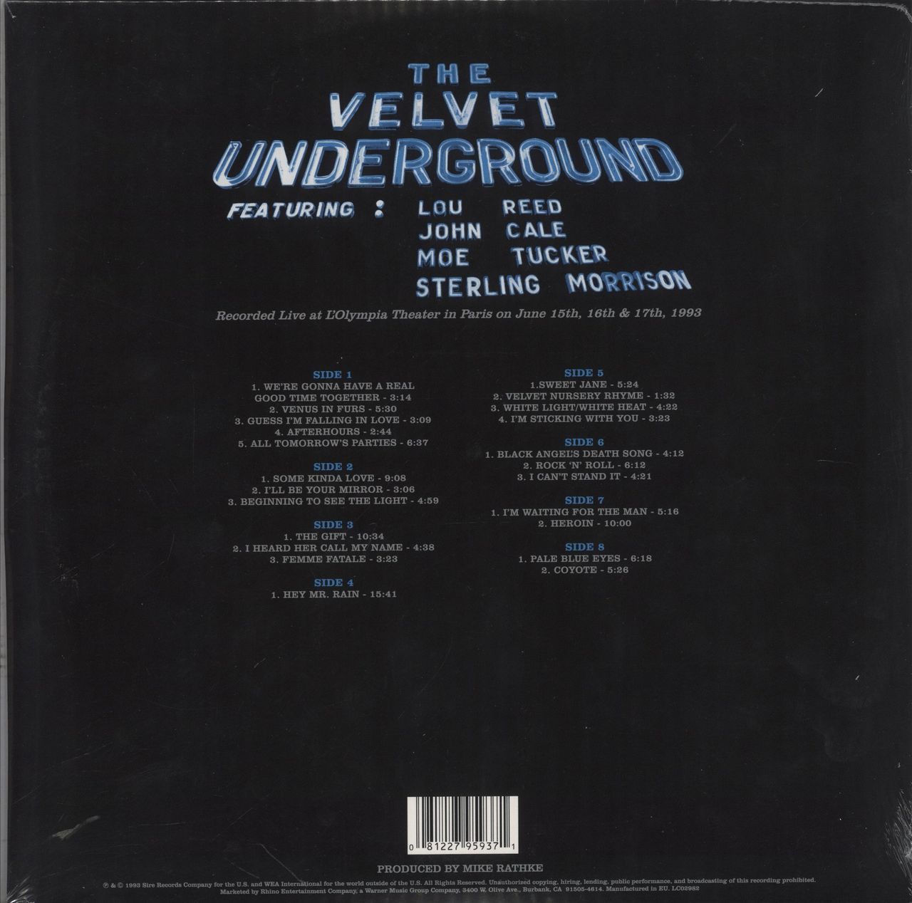 Velvet Underground Live MCMXCIII - Deep Blue Vinyl - Sealed UK 4-LP vinyl set