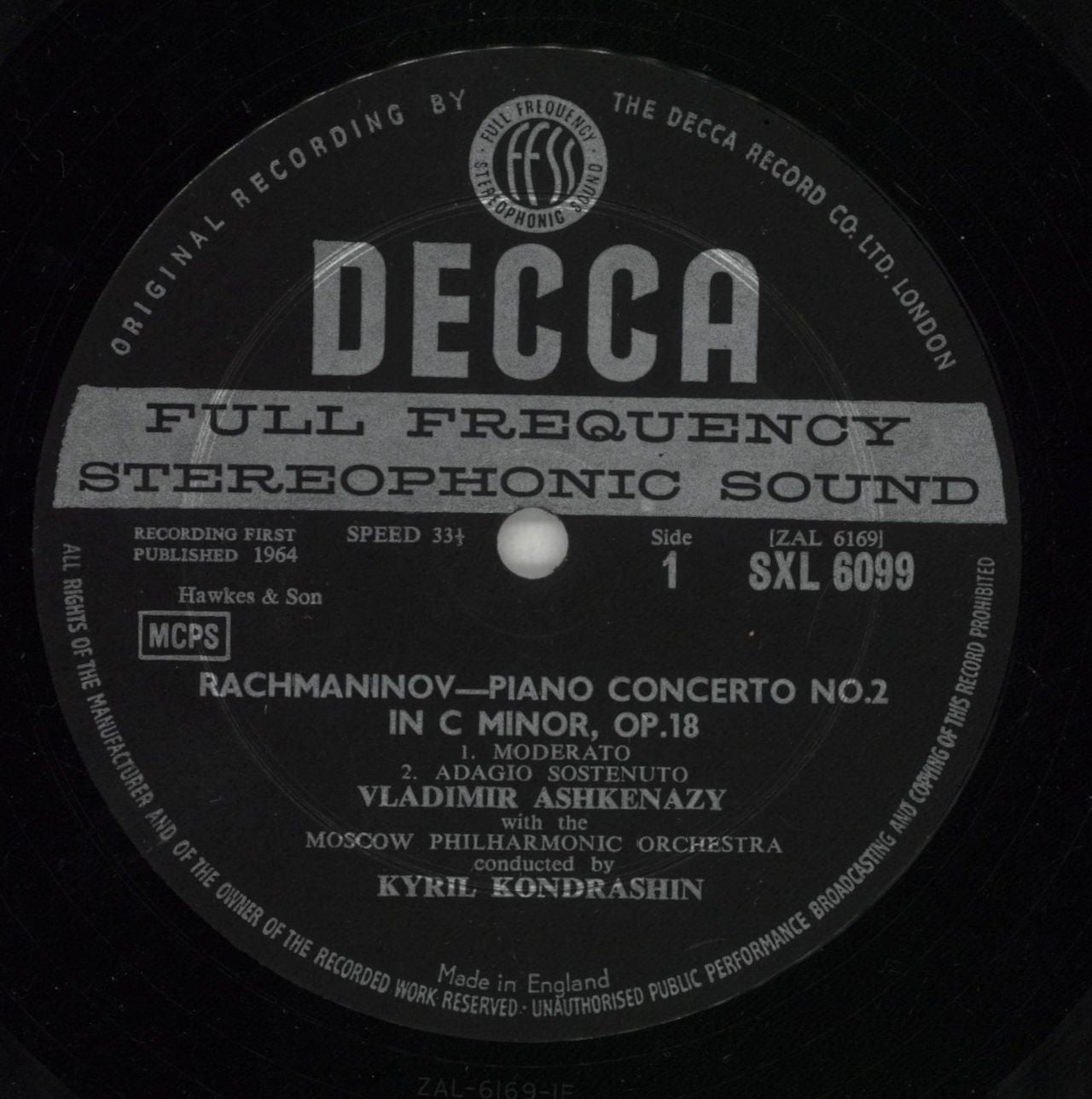 Vladimir Ashkenazy Rachmaninov: Piano Concerto No. 2 Opus 18 / Etudes-Tableaux Nos. 1, 2 & 5 UK Vinyl LP