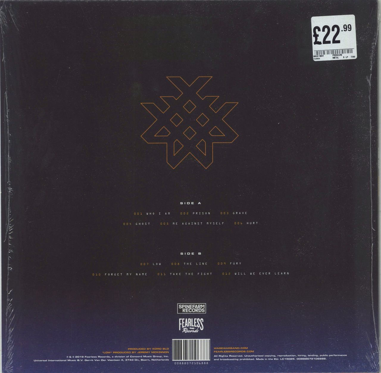 Wage War Pressure - Clear Vinyl UK Vinyl LP