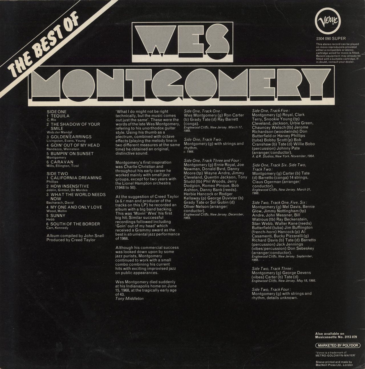 Wes Montgomery The Best Of UK Vinyl LP
