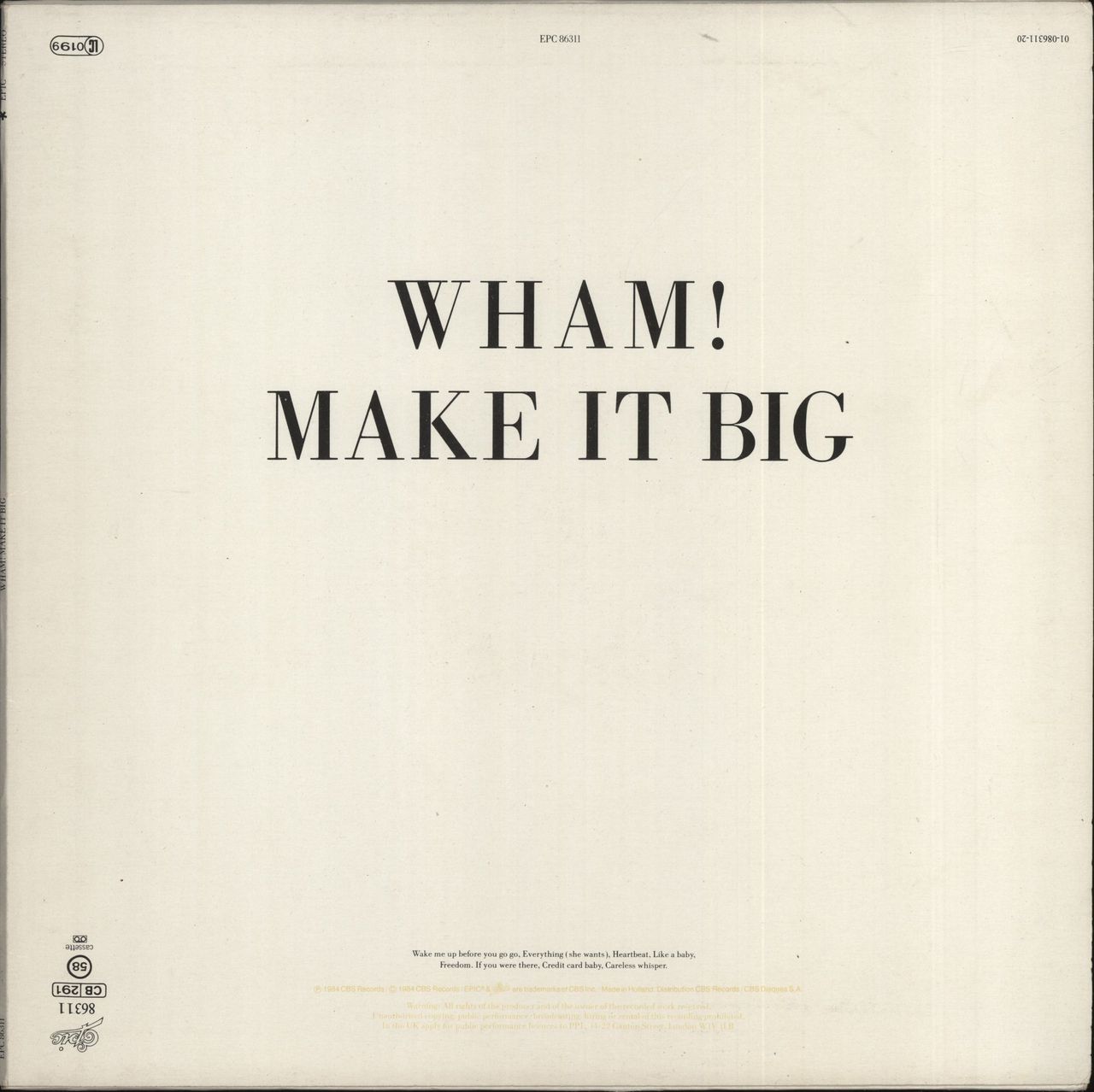 Wham Make It Big - Green hype sticker Dutch Vinyl LP