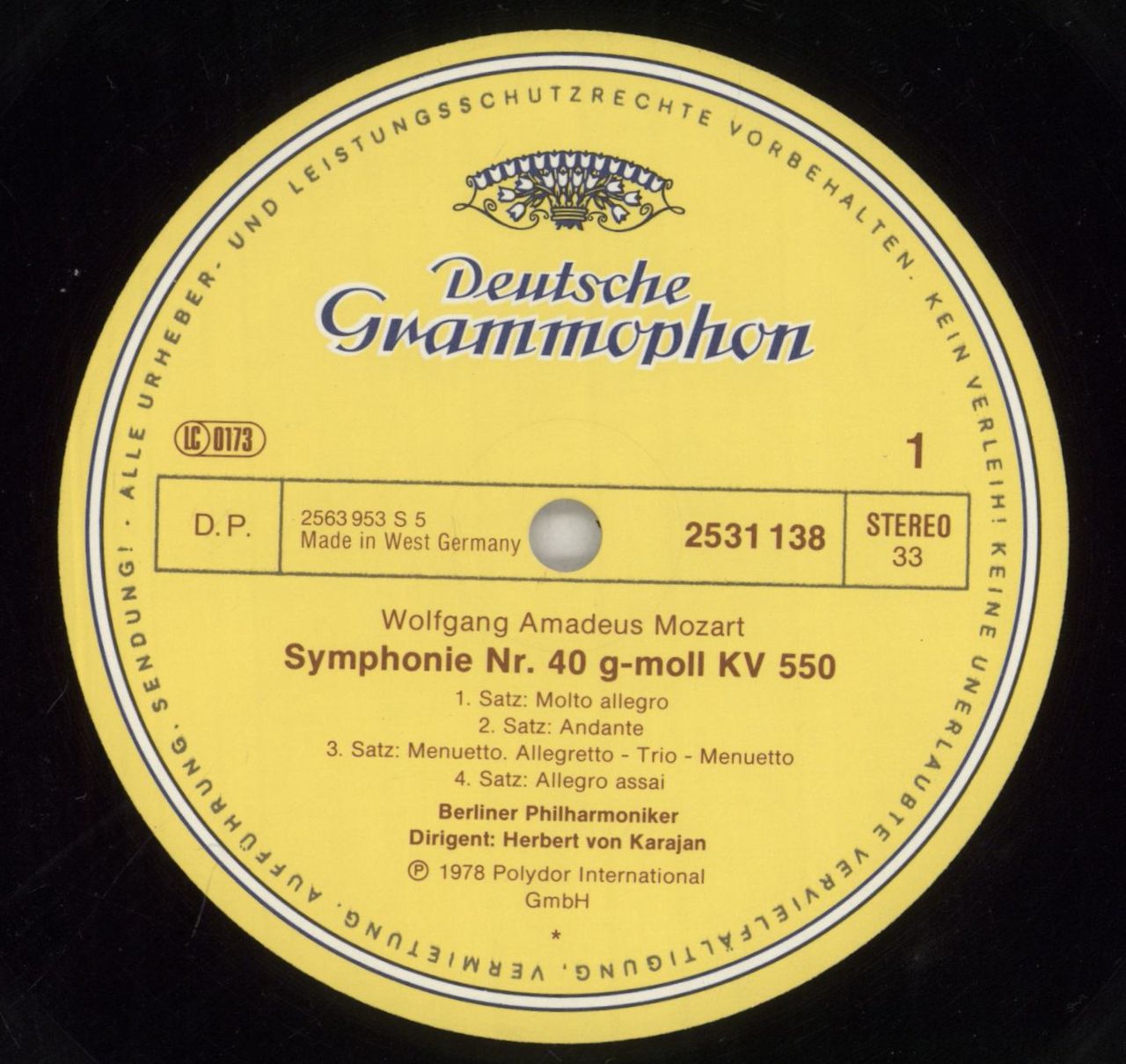 Wolfgang Amadeus Mozart Symphonien No. 40 / No. 41 »Jupiter« German Vinyl LP