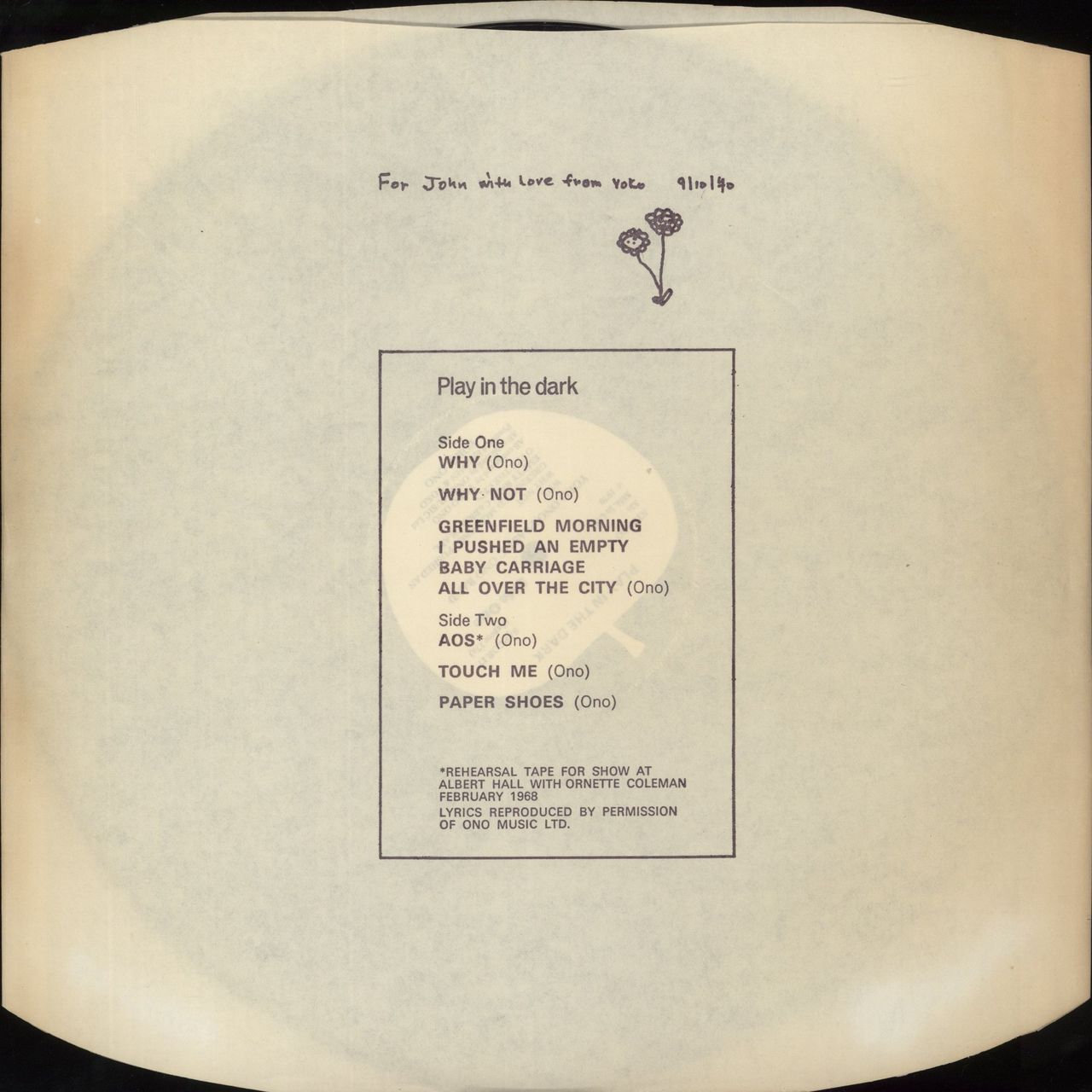 Yoko Ono Yoko Ono / Plastic Ono Band UK Vinyl LP